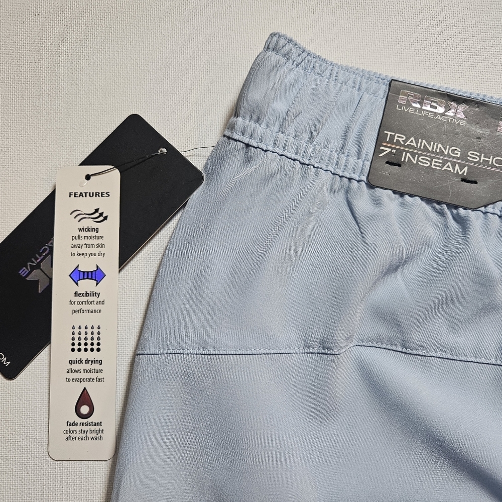 Light Blue Shorts RBX Mens XL Performance Training Activewear Sport Beachy NEW - Picture 10 of 10